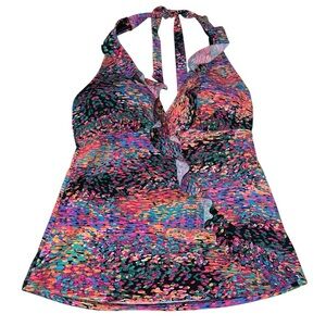 Assets By Sara Blakely Ruffled Floral Halter Tankini Top